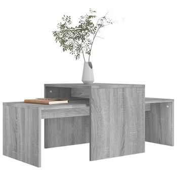 Set Mesa De Centro Madera Contrachapada Gris Sonoma 100x48x40cm