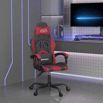 Silla Gaming Cuero Sintético Negro Y Rojo Vino Tinto