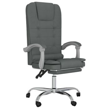 Silla De Oficina Reclinable Con Masaje De Tela Gris Oscuro