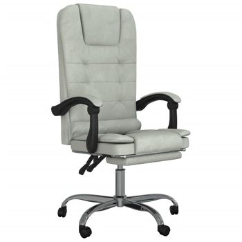 Silla De Oficina Reclinable Con Masaje Terciopelo Gris Claro