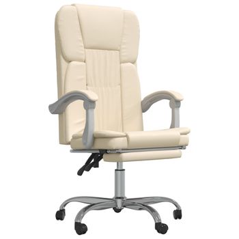 Silla De Oficina Reclinable Cuero Sintético Crema