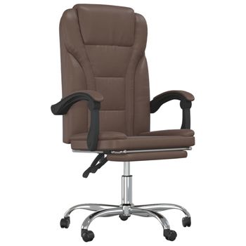 Silla De Oficina Reclinable Cuero Sintético Marrón