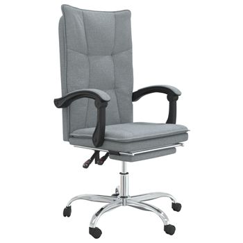 Silla De Oficina Reclinable De Tela Gris Claro