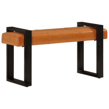 Banco Piel De Cabra Auténtica Negro Y Marrón 110 Cm