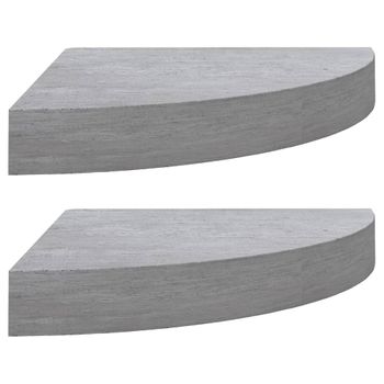 Estante De Esquina De Pared 2 Uds Mdf Gris Hormigón 25x25x3,8cm