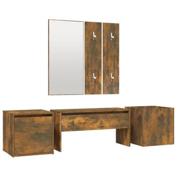 Set De Muebles De Recibidor Madera Contrachapada Roble Ahumado Marrón