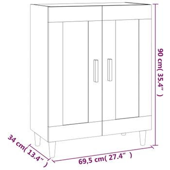 Aparador De Madera Contrachapada Roble Sonoma 69,5x34x90 Cm Marrón