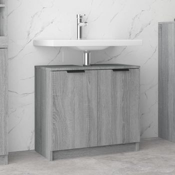 Armario De Baño Madera Contrachapada Gris Sonoma 64,5x33,5x59cm