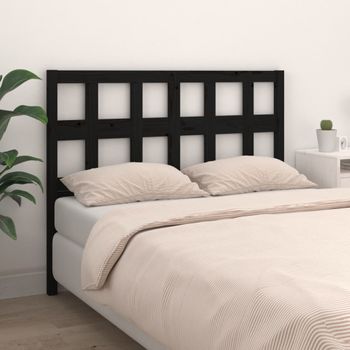 Cabecero De Cama Madera Maciza De Pino Negro 125,5x4x100 Cm