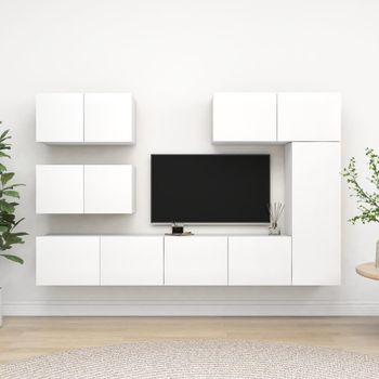 Juego De Mueble Para Tv De 6 Piezas Aglomerado Blanco