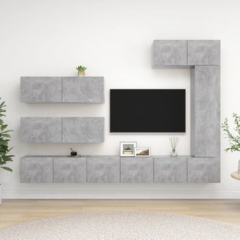 Juego De Mueble Para Tv De 7 Piezas Aglomerado Gris Hormigón