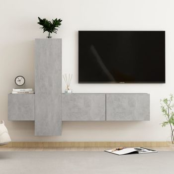 Juego De Mueble Para Tv De 3 Piezas Aglomerado Gris Hormigón