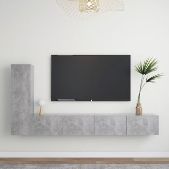 Juego De Mueble Para Tv De 3 Piezas Aglomerado Gris Hormigón