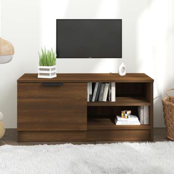 Mueble Para Tv Madera Contrachapada Marrón Roble 80x35x36,5 Cm