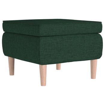 Taburete Con Patas De Madera Tapizado Tela Verde Oscuro