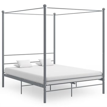 Estructura De Cama Con Dosel Metal Gris 160x200 Cm