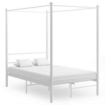 Estructura De Cama Con Dosel Metal Blanco 140x200 Cm