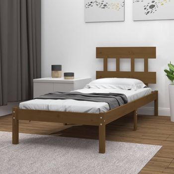 Estructura De Cama Madera Maciza Marrón Miel 100x200 Cm