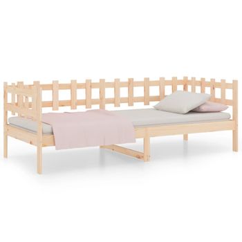 Sofá Cama Madera Maciza De Pino 90x200 Cm Marrón