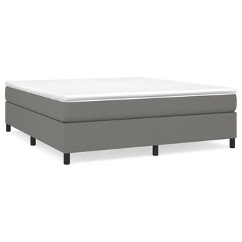 Cama Box Spring Con Colchón Tela Gris Oscuro 160x200 Cm