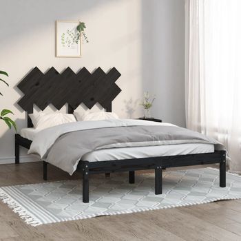 Estructura De Cama Madera Maciza Negro 120x200 Cm