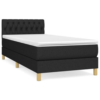 Cama Box Spring Con Colchón Tela Negro 80x200 Cm