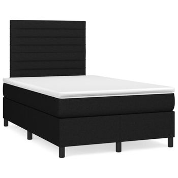 Cama Box Spring Con Colchón Tela Negro 120x200 Cm