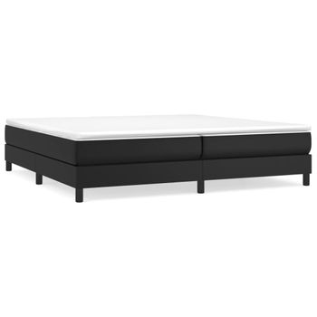 Cama Box Spring Con Colchón Cuero Sintético Negro 200x200 Cm