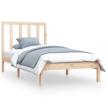 Estructura De Cama Madera Maciza De Pino 90x200 Cm Marrón