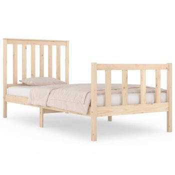 Estructura De Cama Madera Maciza De Pino 90x190 Cm Marrón