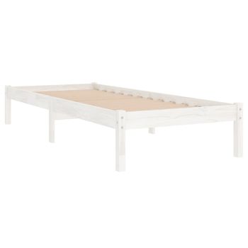 Estructura De Cama Individual Madera Maciza Blanco 90x190 Cm