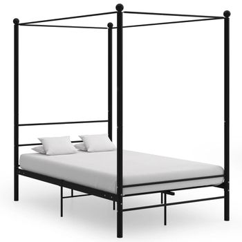 Estructura De Cama Con Dosel Metal Negro 120x200 Cm