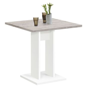 Mesa De Comedor Color Roble Arena Y Blanco 70 Cm Marrón