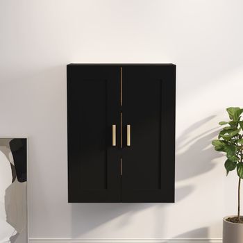 Armario De Pared Madera Contrachapada Negro 69,5x32,5x90 Cm