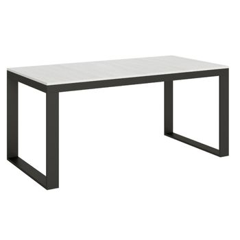 Mesa Extensible Moderna Con Capacidad De 6 A 20 Personas An 180 A 440 Cm Estructura De Metal Blanco Y Antracita Tiroz-soporte 4 Pies