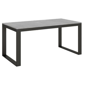 Moderna Mesa Extensible De 6 A 20 Plazas De 180 A 440 Cm De Ancho Estructura De Metal Gris Hormigón Y Antracita Tiroz-soporte 4 Pies