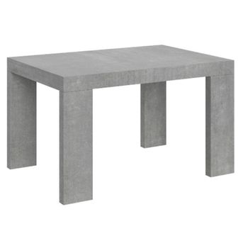 Mesa Rectangular Extensible Para 6 A 18 Personas L 130 A 390 Cm Hormigón Gris Ribo-base Y Soporte Con Ruedas