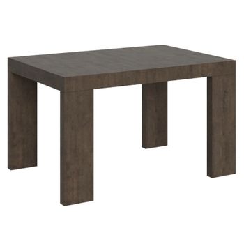 Mesa Rectangular Extensible, 6 A 18 Personas, L 130 A 390 Cm, Madera Oscura Ribo-base Y Soporte Con Ruedas