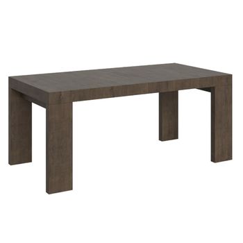 Mesa Rectangular Extensible Para 6 A 14 Personas L 180 A 284 Cm Madera Oscura Ribo-base Y Soporte Con Ruedas