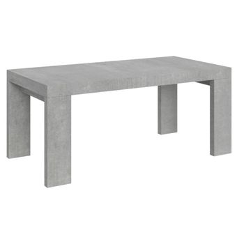 Mesa Rectangular Extensible Para 6 A 14 Personas L 180 A 284 Cm Hormigón Gris Ribo-base Y Soporte Con Ruedas