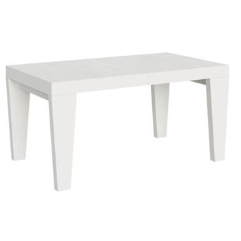 Mesa Extensible De Fresno Blanco Para 6 A 20 Personas L 160 A 420 Cm Kristo-base Y Soporte Con Ruedas