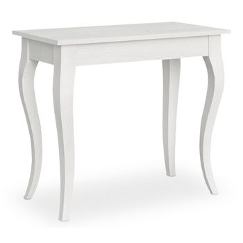 Consola Extensible Madera Blanca 8 Personas 48 A 204 Cm Landie-base Y Soporte Con Ruedas