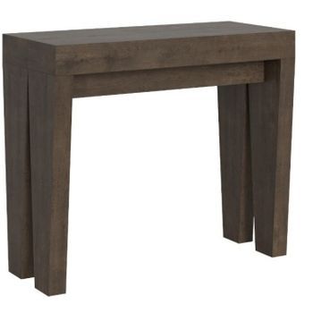 Consola Extensible Madera Oscura 8 Personas 40 A 196 Cm Sambo-soporte 4 Pies