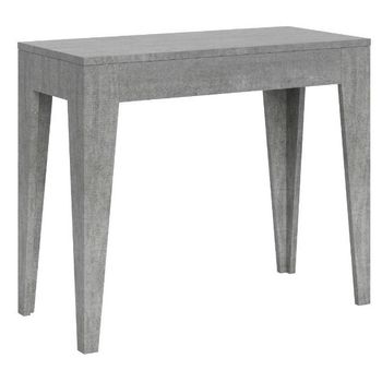 Consola Extensible En Gris Cemento Y Blanco Para 8 Personas De 42 A 198 Cm Kanda-soporte 4 Pies