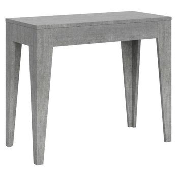 Consola Extensible 12 Plazas Gris Cemento De 42 A 302 Cm Kanda-base Y Soporte Con Ruedas