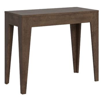 Consola Extensible De Madera De Nogal, 12 Plazas, De 42 A 302 Cm Kanda-base Y Soporte Con Ruedas