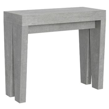 Consola Extensible Gris Hormigón 14 Personas 40 A 300 Cm Sambo-soporte 4 Pies