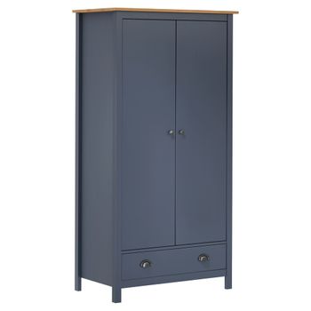 Armario De 2 Puertas Hill Madera Maciza Pino Gris 89x50x170cm