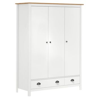 Armario De 3 Puertas Hill Range Madera Pino Blanco 127x50x170cm