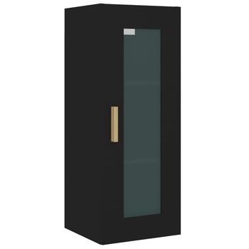 Armario De Pared Colgante Negro 34,5x34x90 Cm